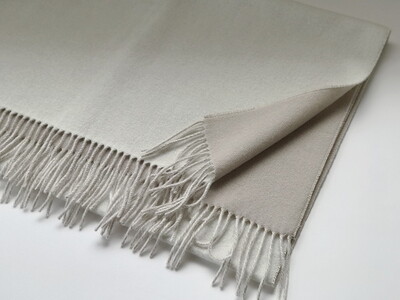 日本製 カシミヤ100% 大判リバーシブルショール アイボリー/SOベージュ RF607