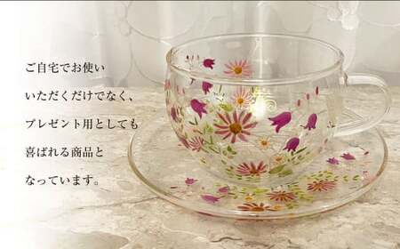 【絵付け手描き】ランプティーポット(1個)、カップ&ソーサー(2個)3点セット「華やぎ」 江上智子作