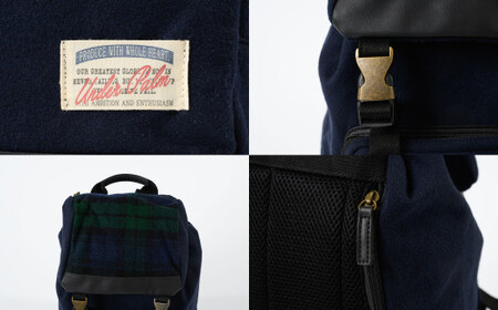 MTG チェックフラップメルトンリュック ネイビー  MTG-015-1-NV 