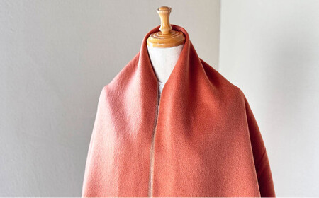 日本製 カシミヤ100% 大判パネルショール BRオレンジ／Nブラウン RF614 