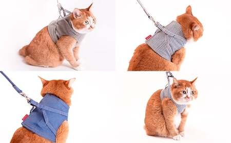 【Sサイズ】ぽぽねこ 猫に優しいベスト型ハーネス・リード付き（国産・オーガニックコットン・着せやすく脱げにくい）「共通返礼品」 | 全8色 ハーネス リード ペット ペット用品 ねこ ネコ 茨城県 守谷市