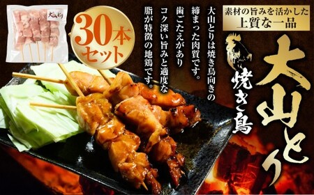 焼き鳥 大山どり 30本 ｜鶏肉 肉 お肉 鶏 とりにく とり 串 串焼き おつまみ あて BBQ バーベキュー 惣菜 おかず 焼鳥 国産 冷凍 お取り寄せ 茨城県 守谷市