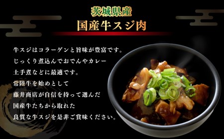 国産 牛スジ肉 500g×2 合計1kg 小分け 茨城県産 牛すじ煮込み おでん カレー 冷凍