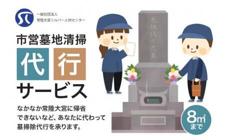 市営墓地清掃 代行サービス 8平方メートル 常陸大宮市 常陸大宮 茨城県 墓地 お墓 清掃 掃除 代行 【（一社）常陸大宮市シルバー人材センター】【ho1379】