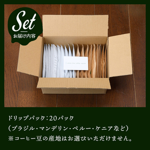 ドリップパック 20個入り スペシャリティコーヒー コーヒー ドリップ ドリップパック 飲み比べ ドリップコーヒー 茨城県 常陸大宮 【green tree coffee roaster】【ho1558】