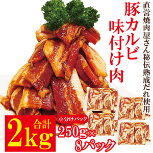 熟成だれ 豚カルビ 味付け肉 2kg (250g×8パック) 冷凍 小分け カルビ たれ 味付 焼肉 焼き肉 肉 豚 豚肉 おかず おつまみ 【そうざい男しゃく（株式会社池延）】【ho1601】