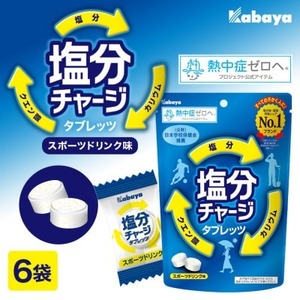 カバヤ 塩分 チャージ タブレッツ 6袋 スポーツ ドリンク 味 熱中症対策 塩分補給 タブレット 【ラムネ】【ho1643】