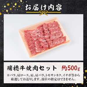 瑞穂牛 焼肉セット 約500g 牛肉 バラ 肩ロース 肩 肩バラ トモサンカク イチボ 