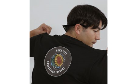 バックプリント那珂市 マンホールTシャツ 黒 S M L XL ひまわり ご当地オリジナルデザイン オリジナルギフト 都道府県 リンクコーデ Tshirt ティーシャツ Tシャツ ご当地グッズ おしゃれ カラー 半袖 Ｔシャツ グラフィック アート STREET ストリート