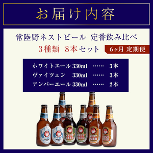 【定期便】常陸野ネストビール定番飲み比べ8本セット6か月分