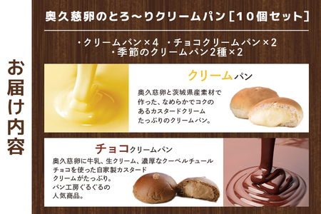 【ふるなびWEEK対象】 クリームパン 10個セット 4種類 冷凍 パン工房ぐるぐる FN-Limited-PR