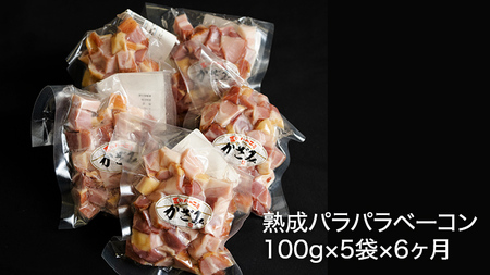 【 6ヶ月 定期便 】 燻製職人 風實 の 熟成 パラパラ ベーコン ( 100g×5 ) [AJ036ci]