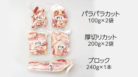 【 6ヶ月 定期便 】 燻製職人 風實 の 熟成 ベーコン 三昧 ( パラパラカット 厚切りカット ブロック ) [AJ038ci]