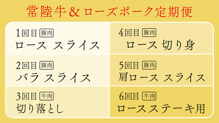 【 茨城ブランド肉の最高峰 】ローズポーク ＆ 常陸牛 贅沢 定期便 ( 全6種 ) [AE083ci]