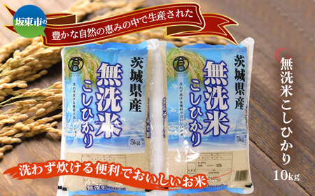 令和7年産　無洗米こしひかり10kg【坂東市産】 ／ 令和7年 新米 米 お米 こめ コメ 無洗米 精米 白米 ご飯 国産米 10kg 10キロ コシヒカリ こしひかり 甘み 粘り 香り ツヤ おすすめ 人気 おいしい 便利 時短 手軽 手間なし 洗わず炊ける お取り寄せ 産地直送 産直 坂東市産 茨城県産 茨城産 茨城県 特産品 No.428