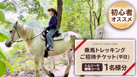 【初心者おススメ】 トムソーヤ珈琲コース 平日プラン 乗馬 トレッキング 体験チケット   [DE003sa]