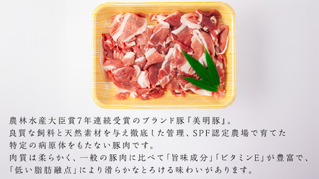 【6ヵ月 定期便】 美明豚 小間切れ 1kg×6回 合計6kg (茨城県共通返礼品 行方市)  [CV017sa]