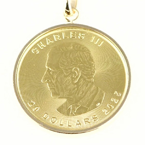 K24純金 メイプル リーフコイン 1/10oz ペンダントトップ  [AH121sa]