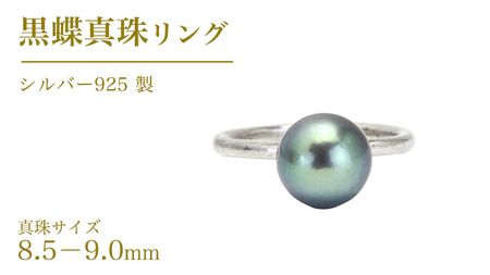 黒蝶真珠 8.5-9.0mm シルバー 925製 リング ( ダイヤモンド 無し )  [AH140sa]
