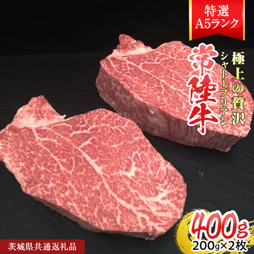 【常陸牛特選A5】シャトーブリアン 200g × 2枚 (400g) ( 茨城県共通返礼品 )  [CD079sa]