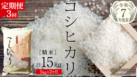 【 3ヶ月 定期便 】【 令和7年産 】 コシヒカリ 精米 5kg × 3回 ( 合計 15kg )（茨城県共通返礼品かすみがうら市） [EX017sa] 24,850円