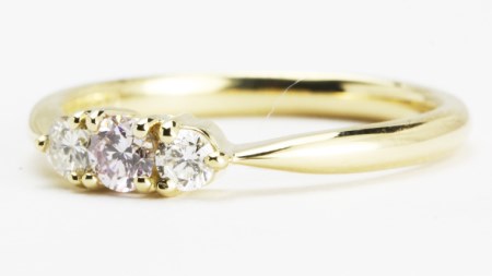 桜ピンクのラウンドブリリアンカットリング ダイヤモンド ピンクダイヤ K18  [AH047sa]