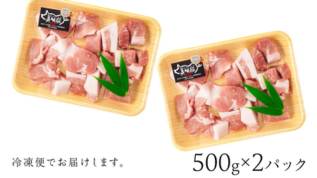 美明豚 角切り 500g ×2（計 1kg ） (茨城県共通返礼品 行方市)  [CV014sa]