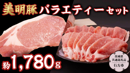 美明豚 バラエティーセット 約1,780g 【茨城県共通返礼品/行方市】 ブランド豚 しゃぶしゃぶ SPF 豚肉 モモ バラ ハンバーグ ロース [DS010sa]	