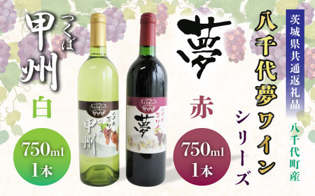 【茨城県共通返礼品／八千代町】八千代夢ワインシリーズ 夢(赤)・つくば甲州(白)2本セット 各750ml