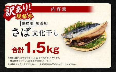【訳あり規格外】 業務用 無添加さば文化干し 1.5kg 鯖 さば 干物 魚
