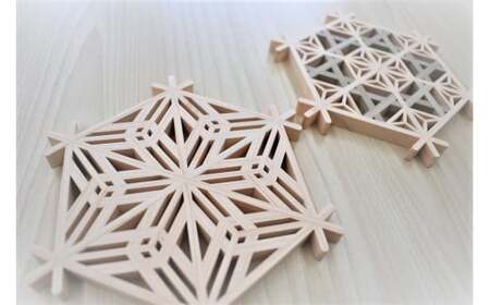 BK-9 飾り組子 コースター 桜亀甲＆胡麻殻麻葉 台付きセット 飾り組子 工芸品