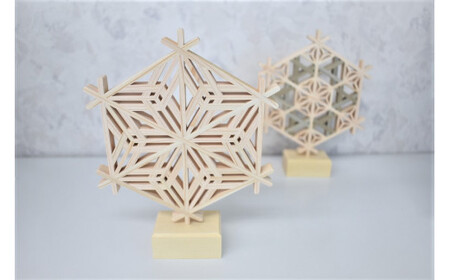 BK-9 飾り組子 コースター 桜亀甲＆胡麻殻麻葉 台付きセット 飾り組子 工芸品