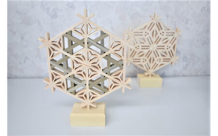 BK-9 飾り組子 コースター 桜亀甲＆胡麻殻麻葉 台付きセット 飾り組子 工芸品