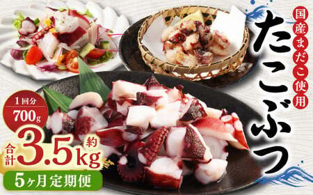 【5ヶ月定期便】 国産 たこぶつ 約700g （約100g×7パック） タコ たこ 蛸 蒸しだこ まだこ