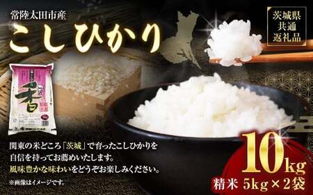 【令和7年産 新米】茨城県産こしひかり 精米10kg（5kg×2）（茨城県共通返礼品・常陸太田市産）  ／ コシヒカリ 米 お米 こめ おこめ コメ 白米 ご飯 ごはん