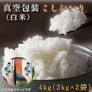 ★真空包装★R7年産こしひかり 4kg(2kg×2袋)【白米】｜米 こめ お米 コシヒカリ こしひかり 真空 真空包装 白米 人気 個包装 茨城県 行方市 送料無料(CZ-4-3)
