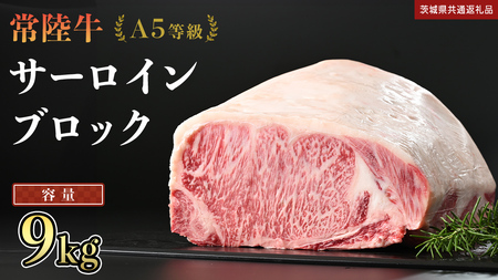 【 常陸牛 】 A5等級 サーロイン ブロック 選べる容量 9kg (茨城県共通返礼品) 11,250円