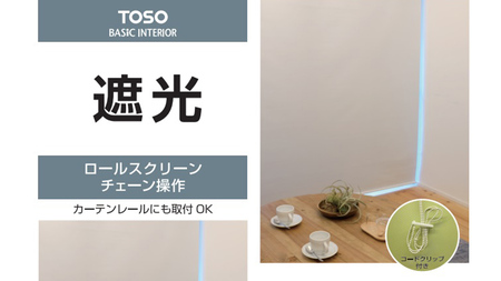 TOSO ロールスクリーン ボールチェーン式 遮光生地 90cm×220cm（ホワイト）