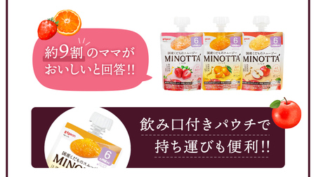 【ピジョン】国産くだものスムージーMINOTTA(ミノッタ)6か月～8袋×3種セット 計24個 ふじりんご／温州みかんミックス／とちおとめミックス
