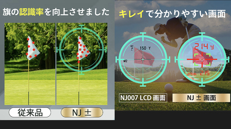 NJ ± (ブラック) ゴルフ 距離計 レーザー距離計 小型 コンパクトサイズ ゴルフ 距離計測器 スロープモード ピンサーチ＋搭載 ハードケース付き