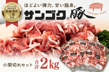 ブランド豚「サンゴク豚」 小間切れセット 2kg 豚ロース 小間切れ 細切れ こま切れ 豚こま 豚小間 豚小間肉 小分け 2-P