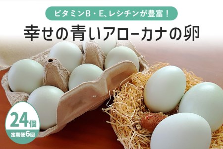 平飼い幸せの青い卵（アローカナの卵）24個（20＋補償4個）×定期便6回 たまご タマゴ 玉子 安全 テレビ TV マニアさん 健康 美容 ご飯 すき焼き 目玉焼き 卵焼き 玉子焼き たまご焼き 卵かけご飯 卵かけごはん TKG ＜TBS系列『熱狂！1/365のマニアさん』やBSテレビ東京『都会を出て暮らそうよ』で紹介のうこっけいおみたまごファーム＞ 37-E