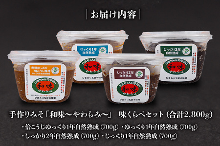 012手作りみそ「和味~やわらみ~」 味くらべセット(合計2,800g)