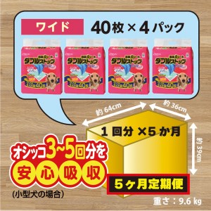 316【ふるなび限定】【5ヶ月連続お届け】定期便 5回 消臭シート ダブルストップ ワイド 40枚×4袋 クリーンワン ペットシーツ 犬用 消臭 抗菌 炭シート ペットシート