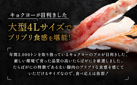 【12月25日決済確定分まで年内発送】タラバ 脚 ボイル NET重量 600g 4L シュリンク 数量限定 キョクヨー たらばがに タラバガニ たらば蟹 カニ 蟹 肩 足 魚介 海鮮 極洋カニ鍋 焼きガニ_AR007