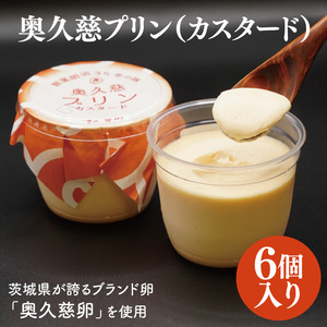 奥久慈プリン（カスタード）6個入り　茨城県が誇るブランド卵である奥久慈卵を使用｜茨城県 大子町 奥久慈 袋田 ブランド卵 濃厚 デザート スイーツ なめらか 滑らか お歳暮 贈答 贈り物 のし 熨斗 包装 プレゼント 指定日 日時指定（BF019）