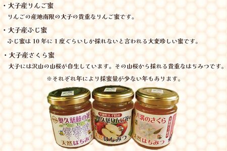 天然はちみつ 味くらべ3種セット 120g×3本 【藤の花・りんご花・さくら】（BG001）