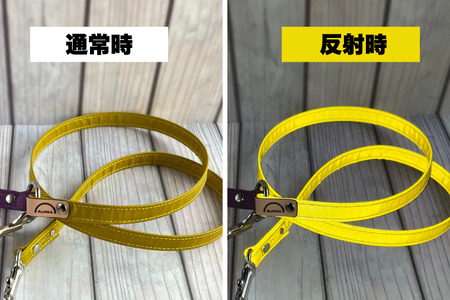 『ゴールド』反射材の光る犬用リード【小型犬用10キロまで】【散歩 愛犬 夜散歩 手作り 阿見町 茨城県】（40-29）