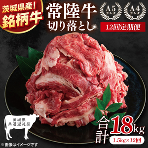【茨城県共通返礼品】【12ヶ月定期便】大容量！常陸牛切り落とし 1.5kg（500g×3）【黒毛和牛 国産 銘柄牛 牛肉 肉 冷凍 茨城県産】(81-33)