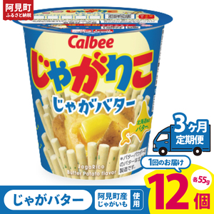 【3回定期便】カルビー じゃがりこ じゃがバター 55g 12個｜Calbee お菓子 菓子 おやつ おかし スナック おつまみ ジャガイモ じゃがいも（93-38）
